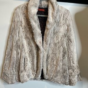 Alice & Olivia faux fur jacket coat S M beige teddy tan small